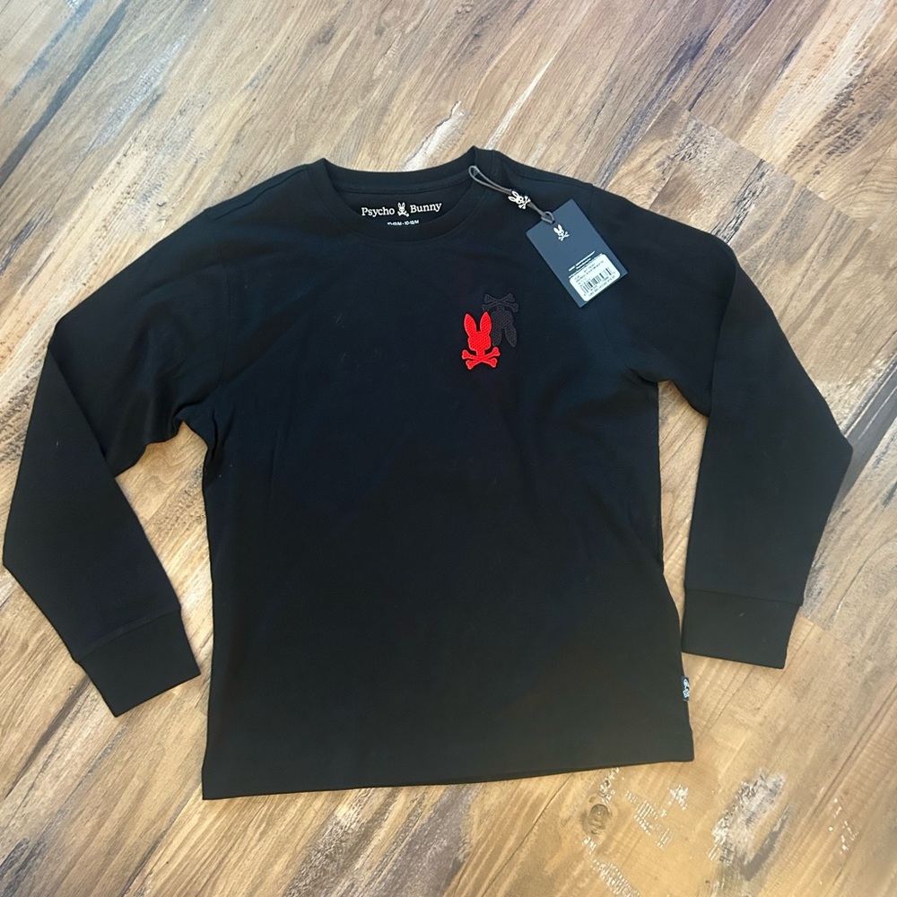 Psycho Bunny  Black Long-Sleeve Logo Shirt - Red Logo